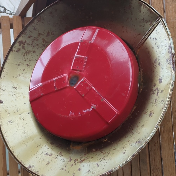 Coloramic Tin Litho White and Red Christmas Tree Skirt/Stand Winter Wonderland - Picture 7 of 7